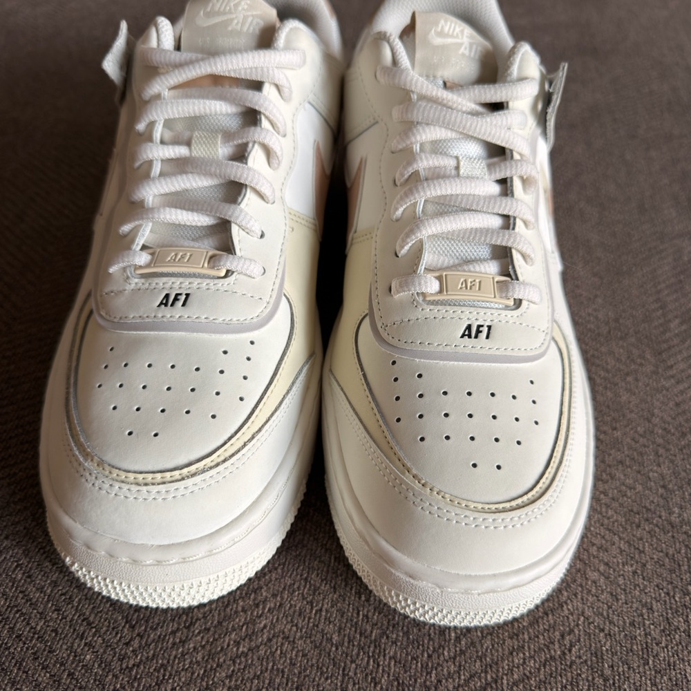NIKE Women’s Air Force 1 Low Shadow Fossil Sail Light Bone Sneakers - Picture 5 of 7